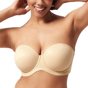 image:imageHSIA Strapless Bra Seamless AntiSlip Underwire Support for Large BreastsLight Beige05